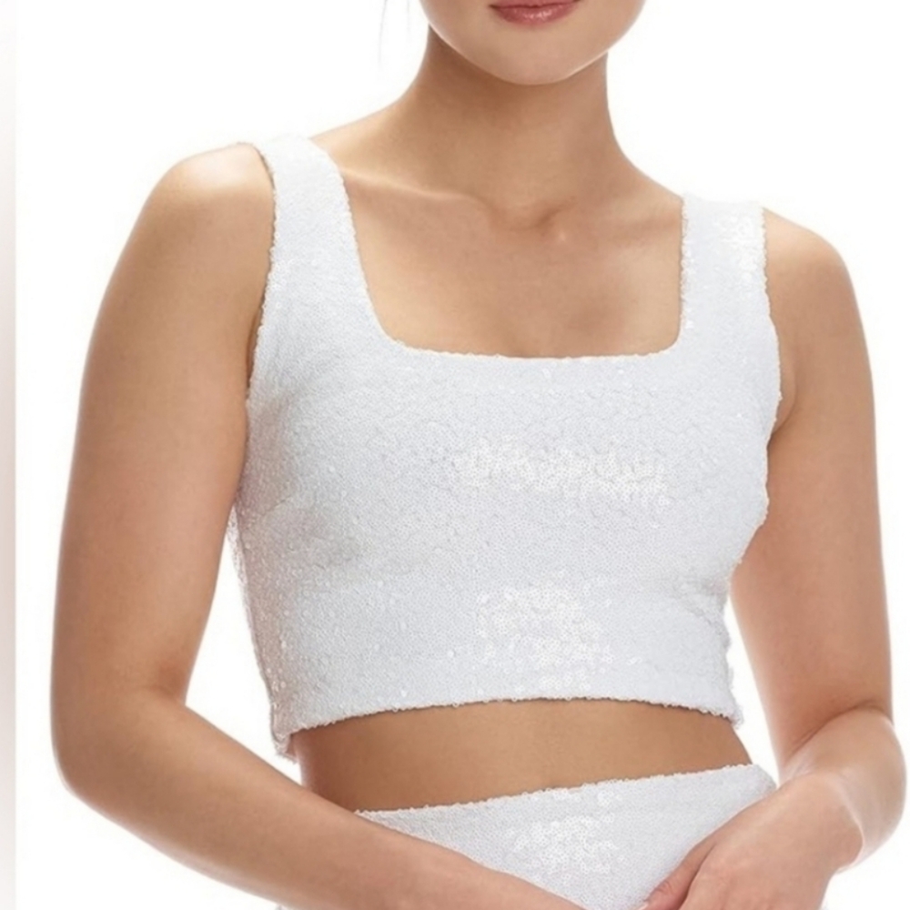 NWT Commando White Sequin Crop Top